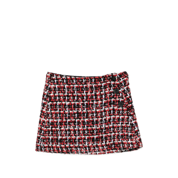 Straight Skirt Black-Red Bouclé Black/red Outer: Polyester