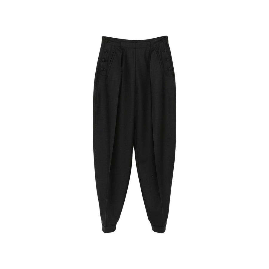 Tapered Trousers Black Twill Polyester