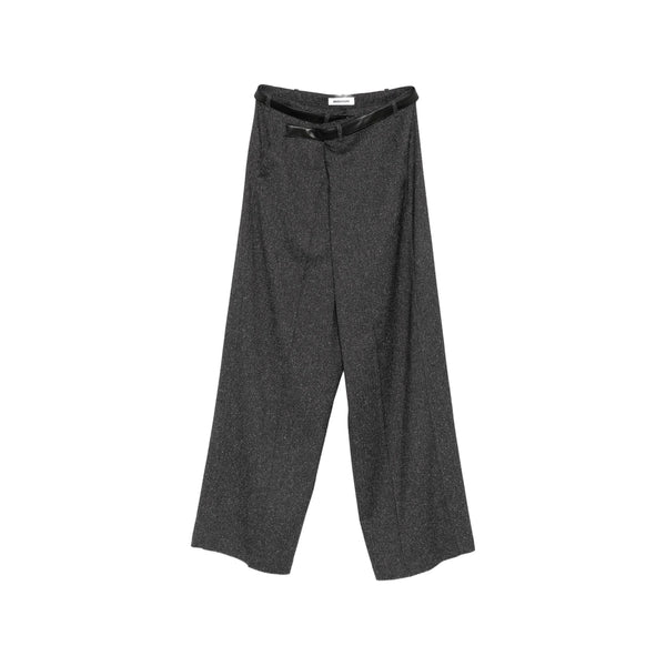 Wide-Leg Tailored Trousers Grey Body: Polyester