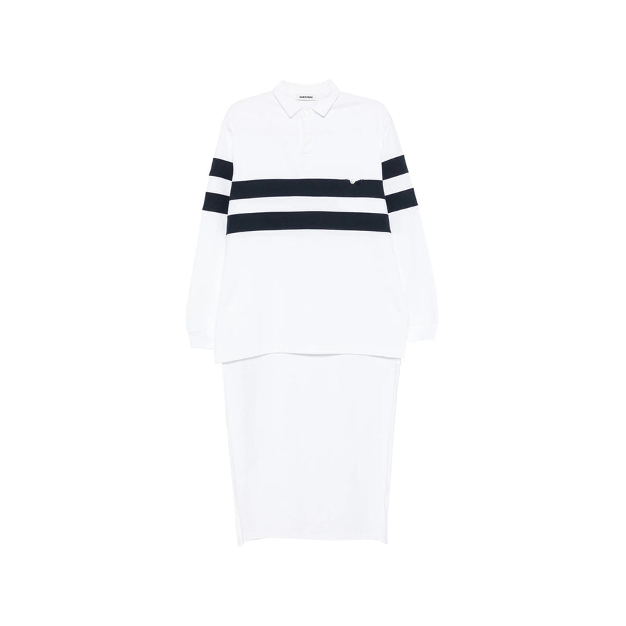 Striped Cotton Polo Sweater White/blue Tops