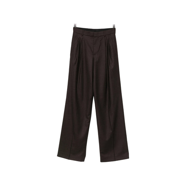 Wide-Leg Leather Trousers Brown Lambskin