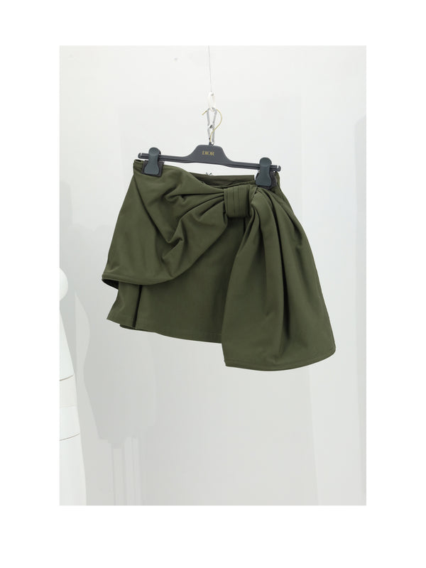 Mini Skirt Khaki Cotton
