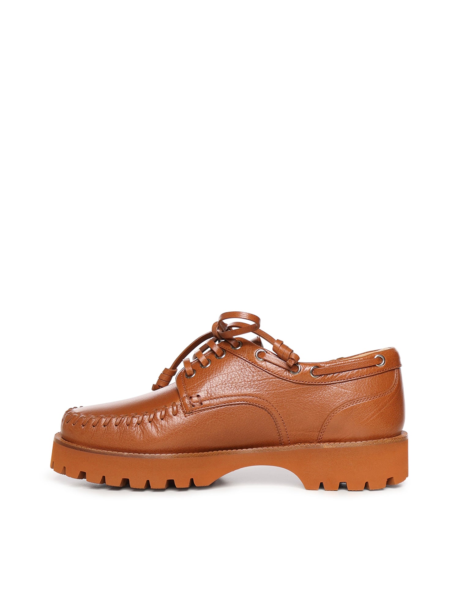 Valentino Garavani Flat Shoes Tobacco Buffalo Leather