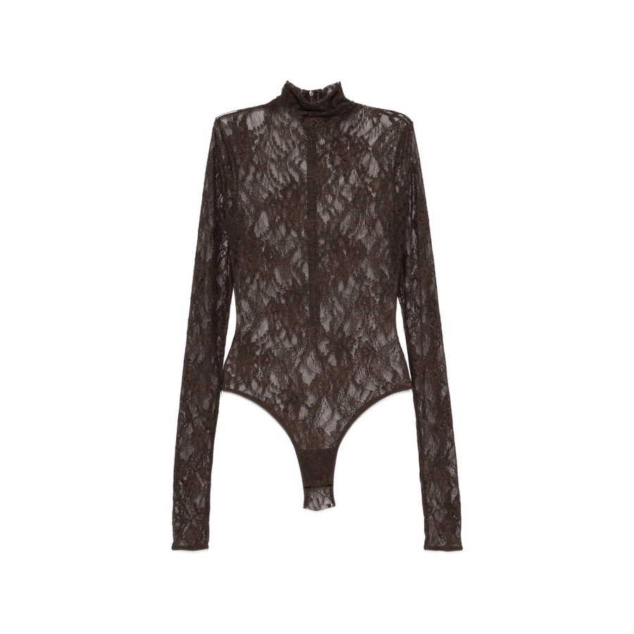 Bodysuit Brown Lace Outer: Polyamide Blouses