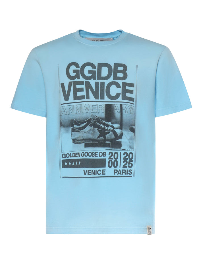 Golden Goose T-Shirts And Polos Gradient Light Blue Cotton
