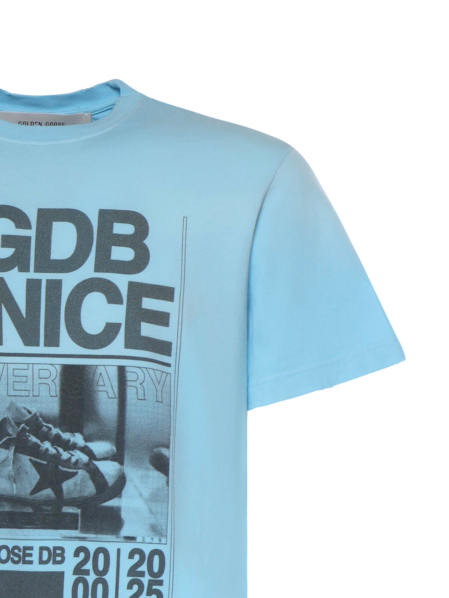 Golden Goose T-Shirts And Polos Gradient Light Blue Cotton