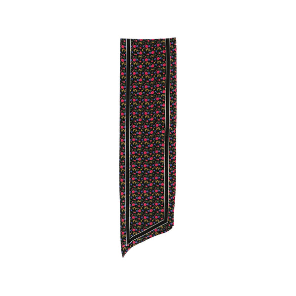 Silk Scarf With Floral Print Black Mulberry Scarfs
