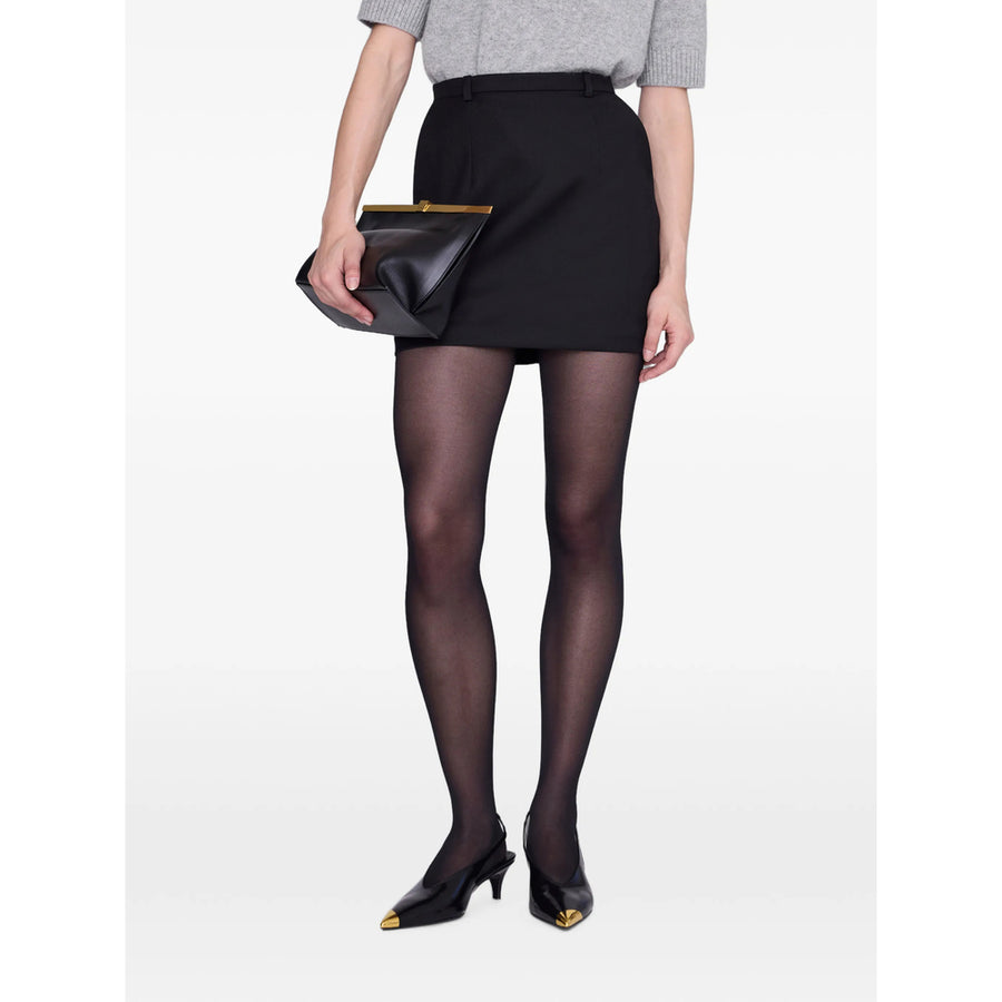 Mini Skirt Livy Wool-Blend Black Polyester A-line