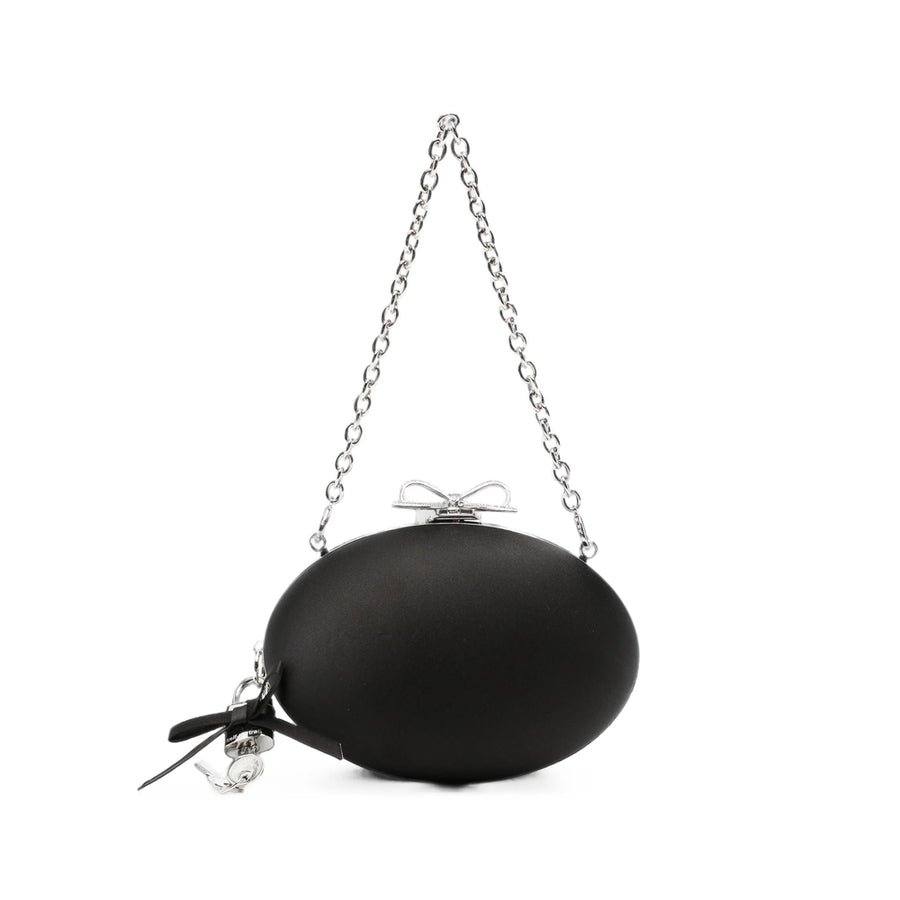 Mini Bow Tote Bag Black Leather
