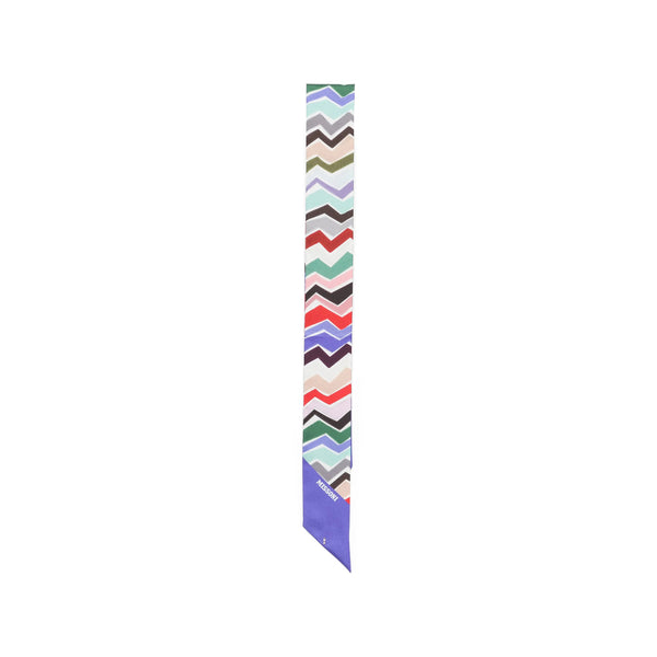 Silk Zigzag Print Scarf Purple Scarfs