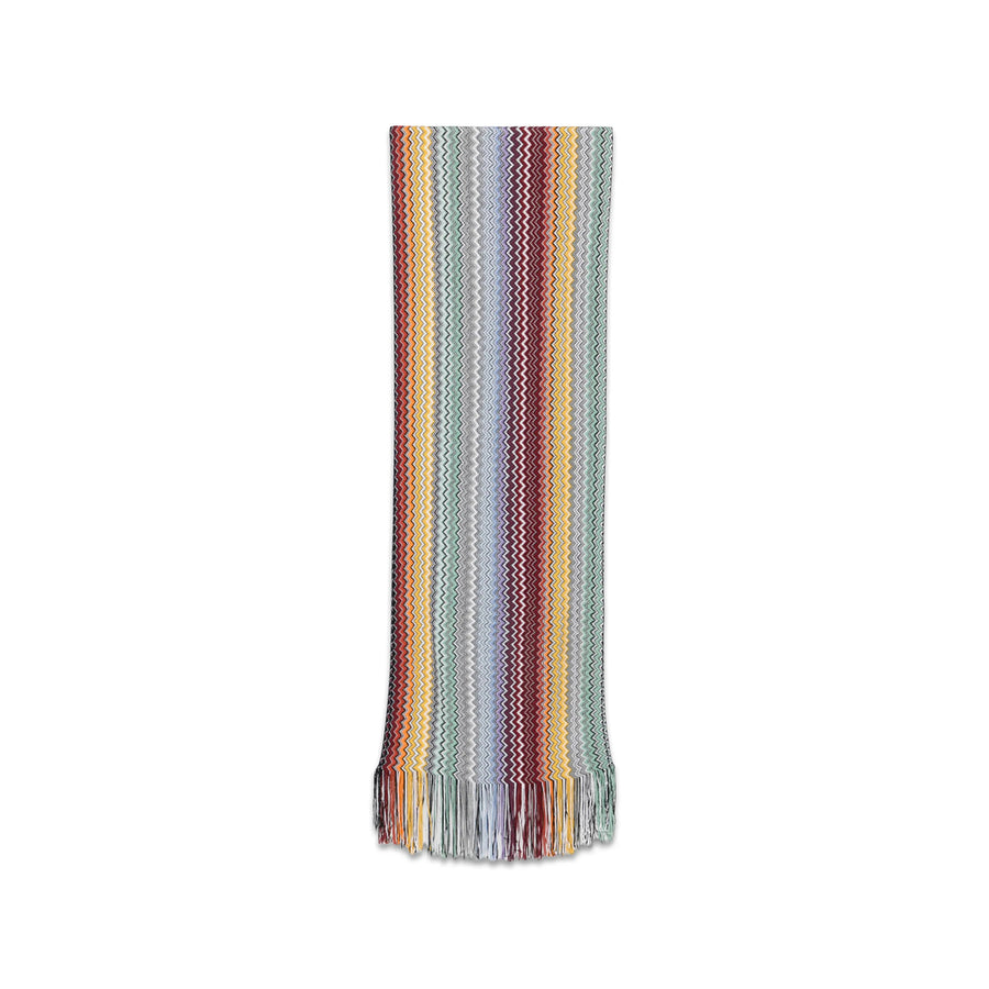 Scarf Zig-Zag Knit Grey Multicolour Viscose Scarfs