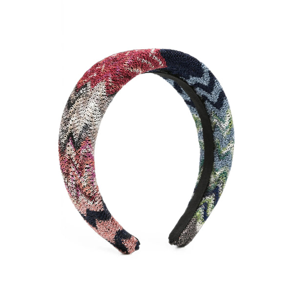 Headband Zigzag-Knit Blue Fabric Accessory