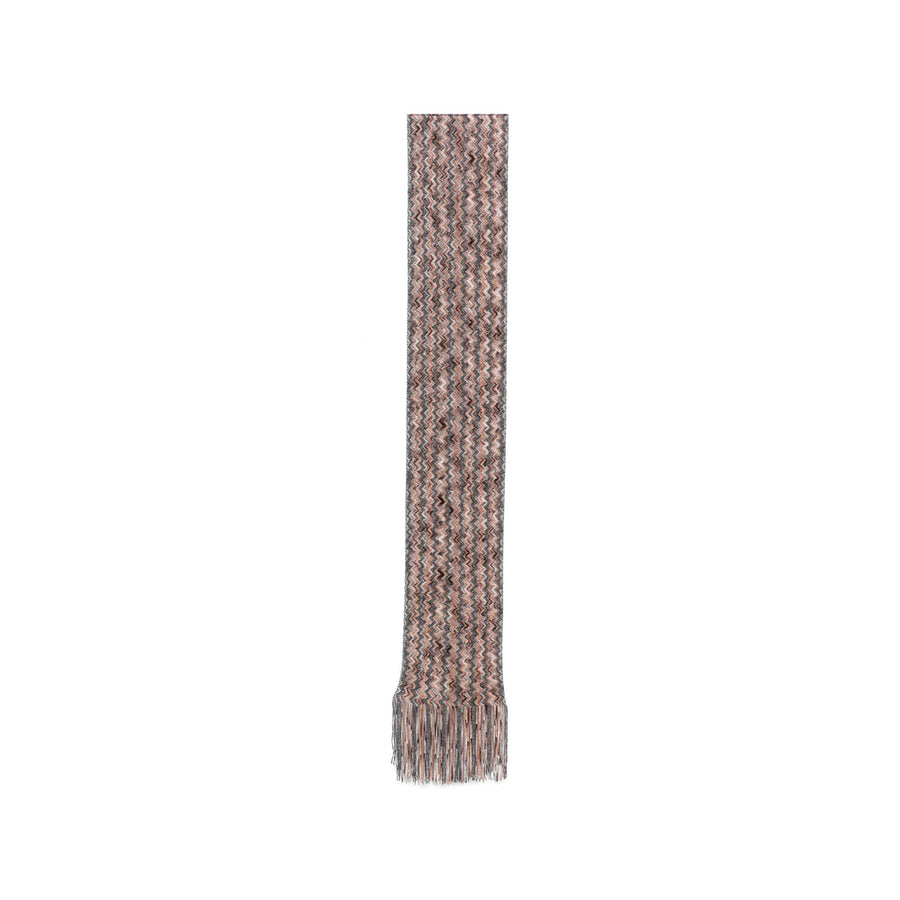 Zigzag Knit Scarf Grey-Orange Grey/orange Viscose Scarfs
