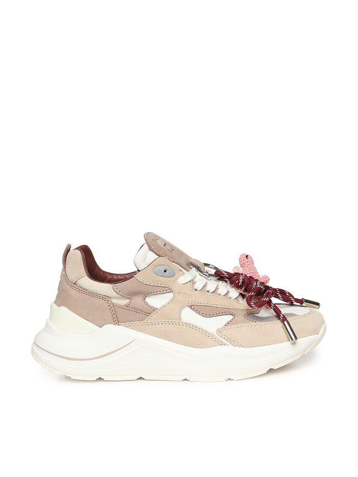 D.a.t.e. Sneakers White Beige Textile (li) + Cow Leather