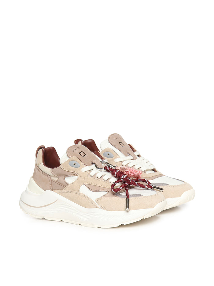 D.a.t.e. Sneakers White Beige Textile (li) + Cow Leather