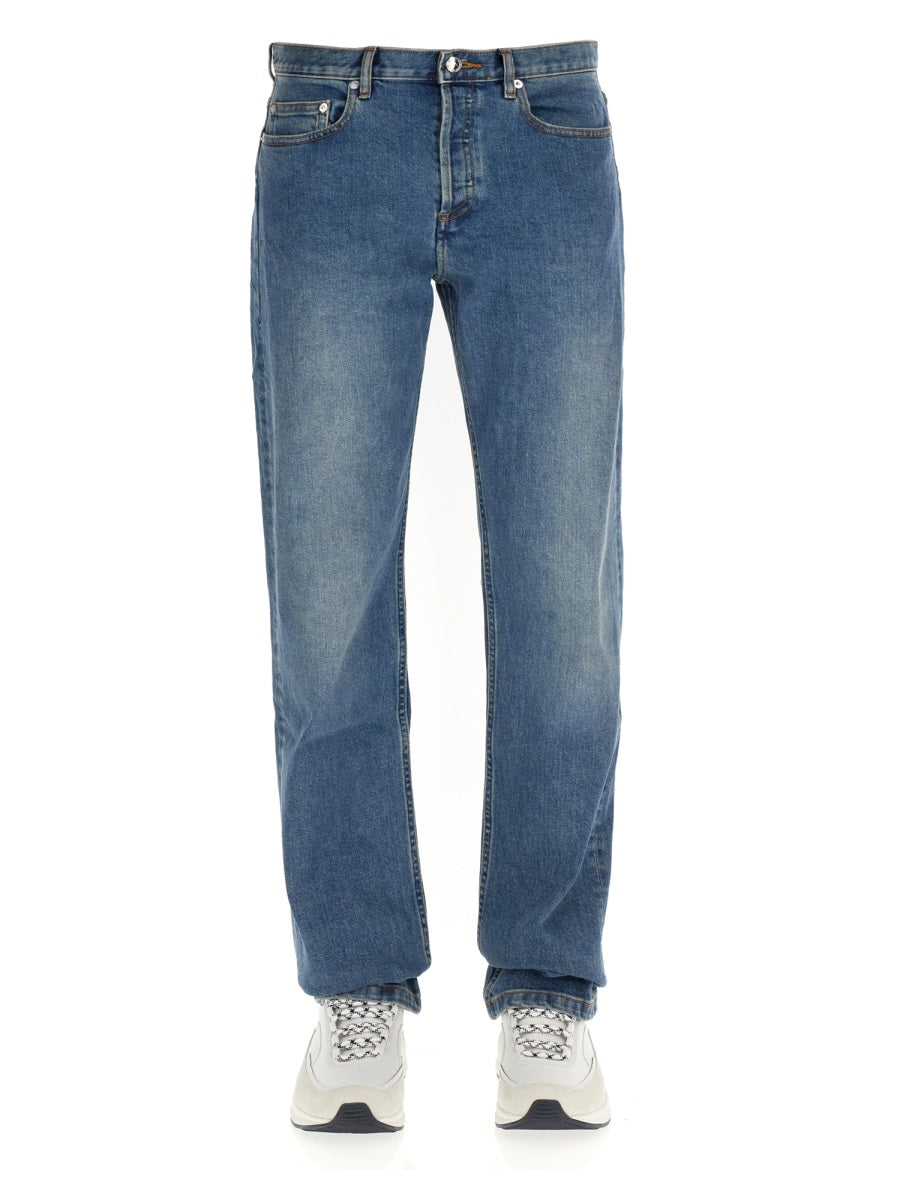 Straight Leg Jeans Blue Cotton
