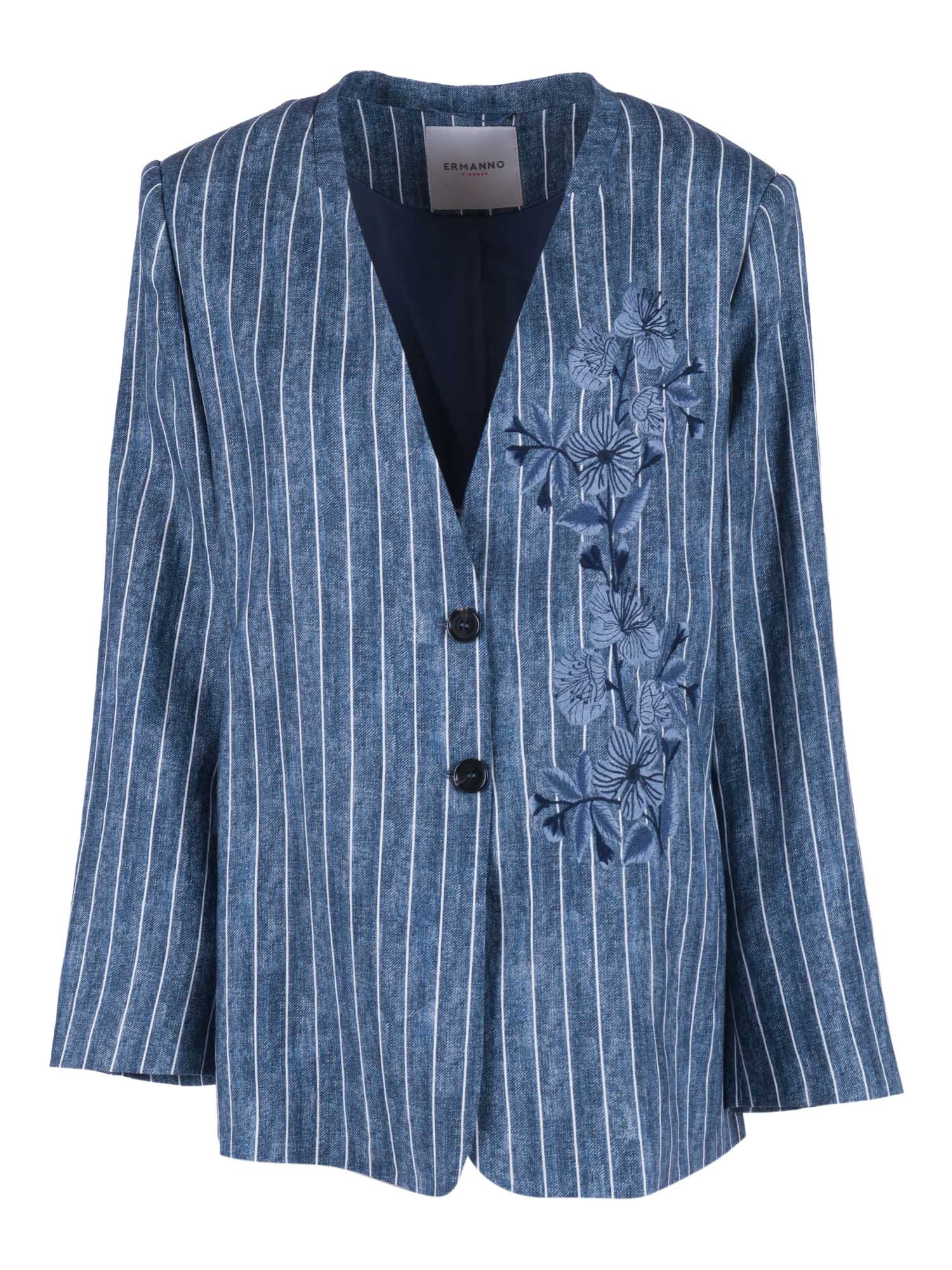 Single-Breasted Blazer Blue Jacket