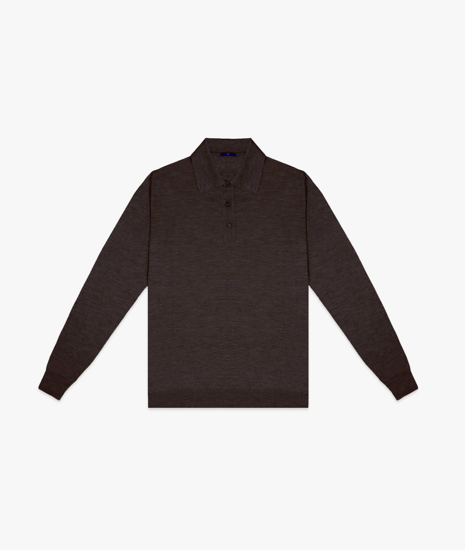 Cashmere And Silk Polo Shirt Vienna Darkbrown Pullover M/lunga