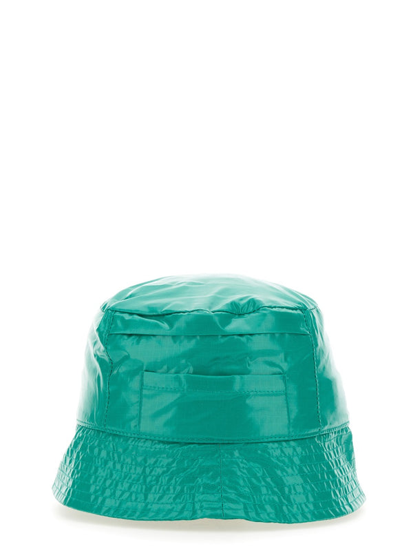 Green Bucket Hat With Pouch Pocket Polyamide