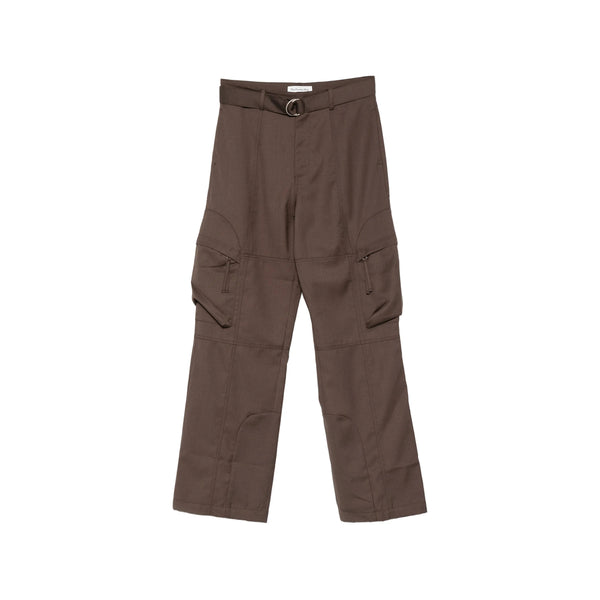 Wide-Leg Cargo Trousers Kelly Brown Polyester Straight