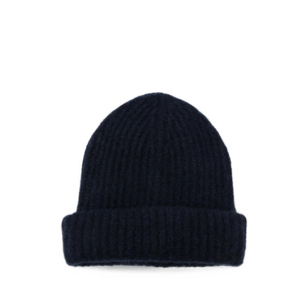 Ribbed Knit Beanie Blue Cashmere Hat