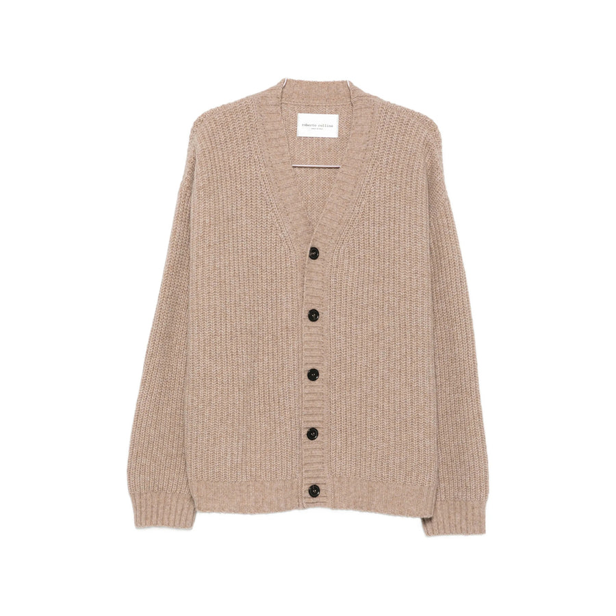 Cardigan Ribbed Wool Brown Cardigans