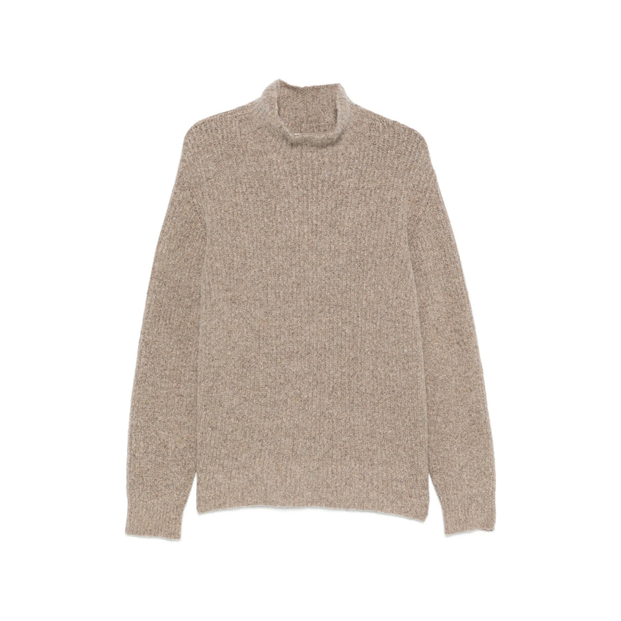 Ribbed Knit High Neck Sweater Neutrals Cotton Jumpers