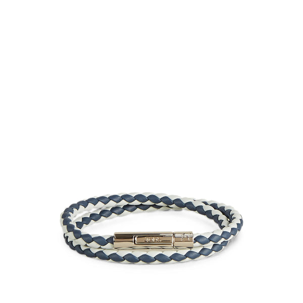 Double Wrap Mycolors Bracelet Blue-Grey Leather Blue/grey Calf Bracelets