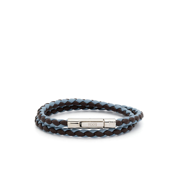 Braided Leather Bracelet Blue/brown Calf Bracelets