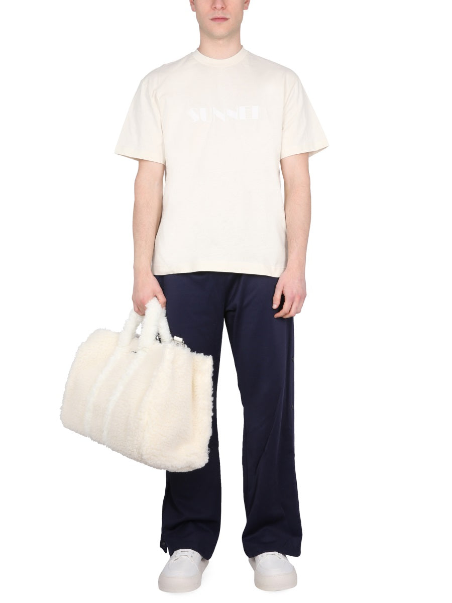T-Shirt With Logo Beige Cotton T-shirts