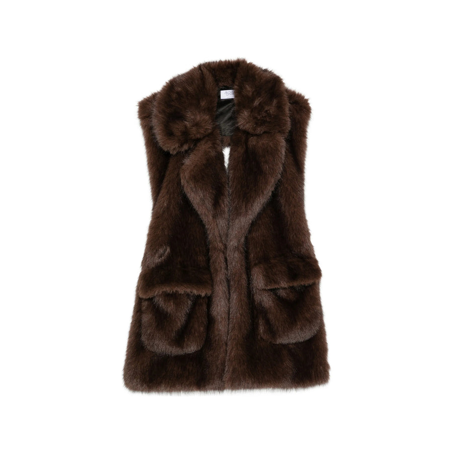 Faux-Fur Jacket Brown Polyester