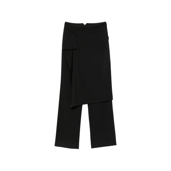 Wide Leg Trousers Black Wool Virgin Tailored