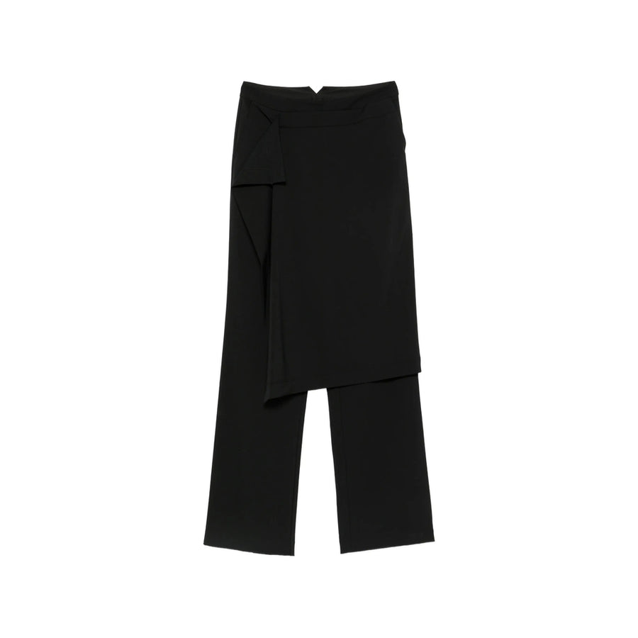 Wide Leg Trousers Black Wool Virgin Tailored