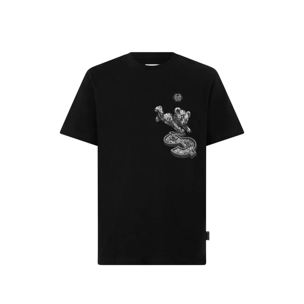 T-Shirt Teddy Dollar Patch Black Cotton T-shirts And Polos