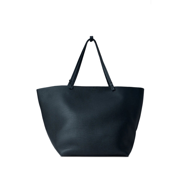 Tote Bag Black Grained Leather Calfskin