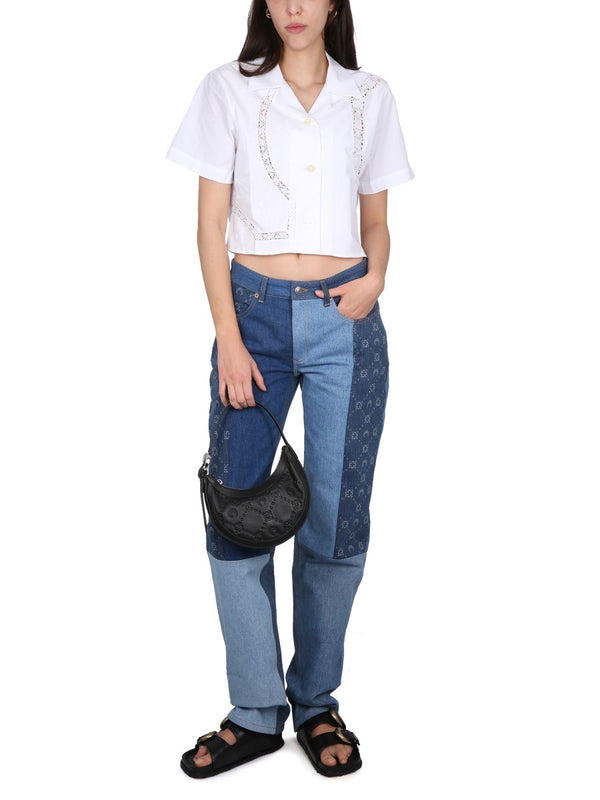 Denim Jeans With Button Closure Cotton