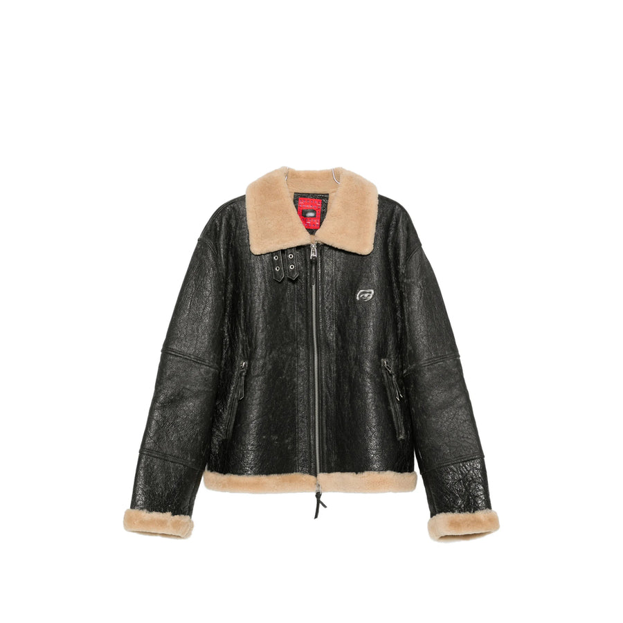 Leather Jacket Black Shearling /