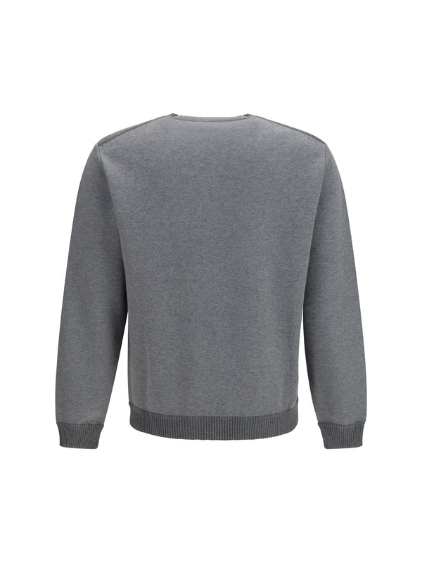 Crew Neck Sweatshirt Whitney Melange Smoke Grey Cotton Sweatshirts