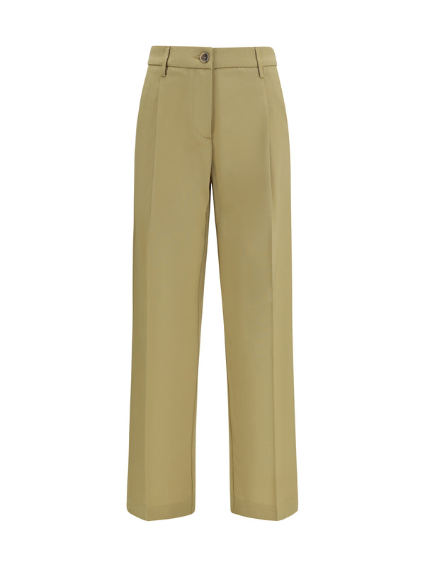 Pants Wide-Leg Virgin Wool Olive (fleece) Trousers