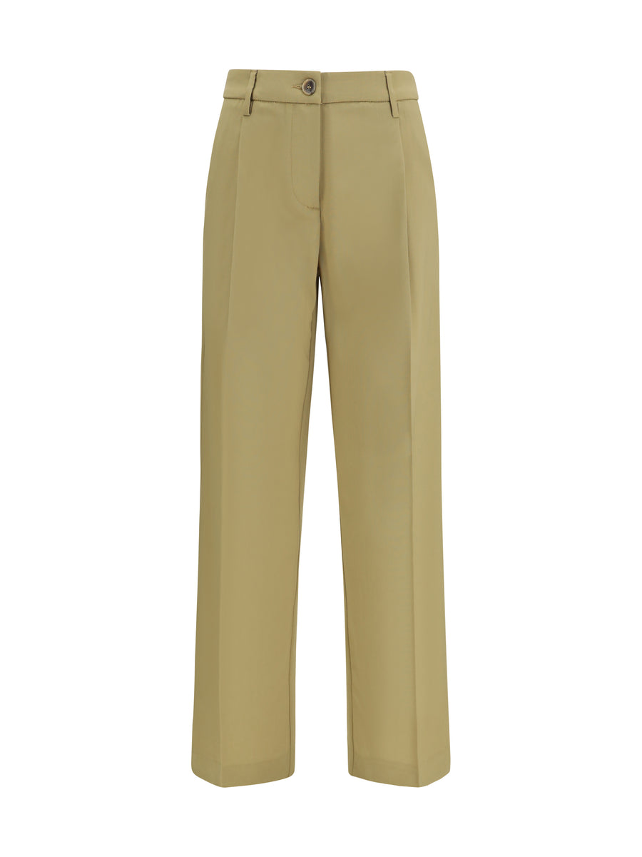 Pants Wide-Leg Virgin Wool Olive (fleece) Trousers