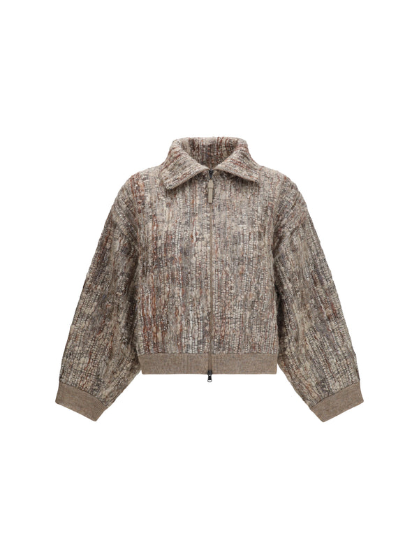 Zip Cardigan Beige Mohair Beige/multicolour