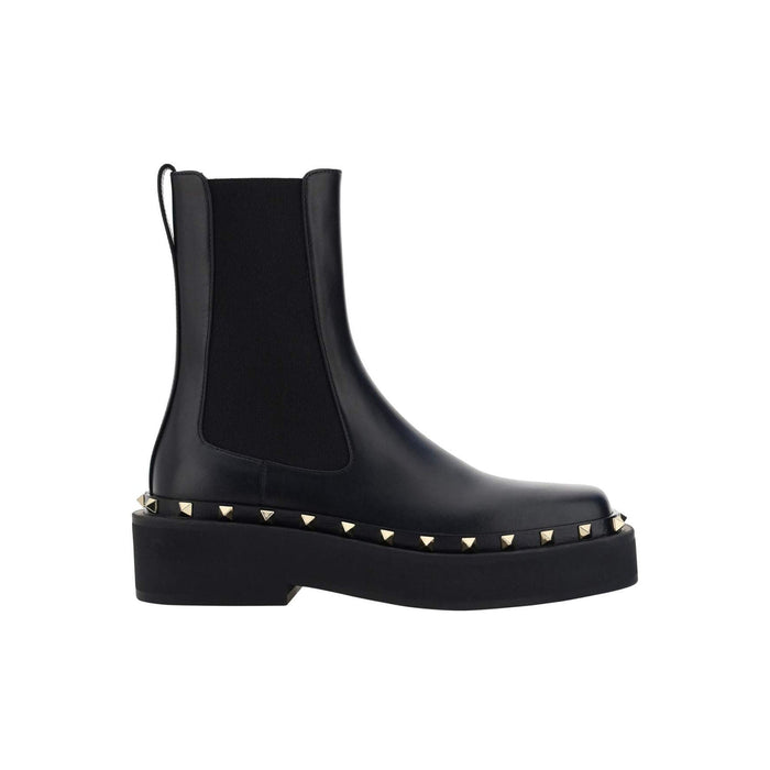 Garavani Rockstud M-Way Ankle Boots Black Calf Leather