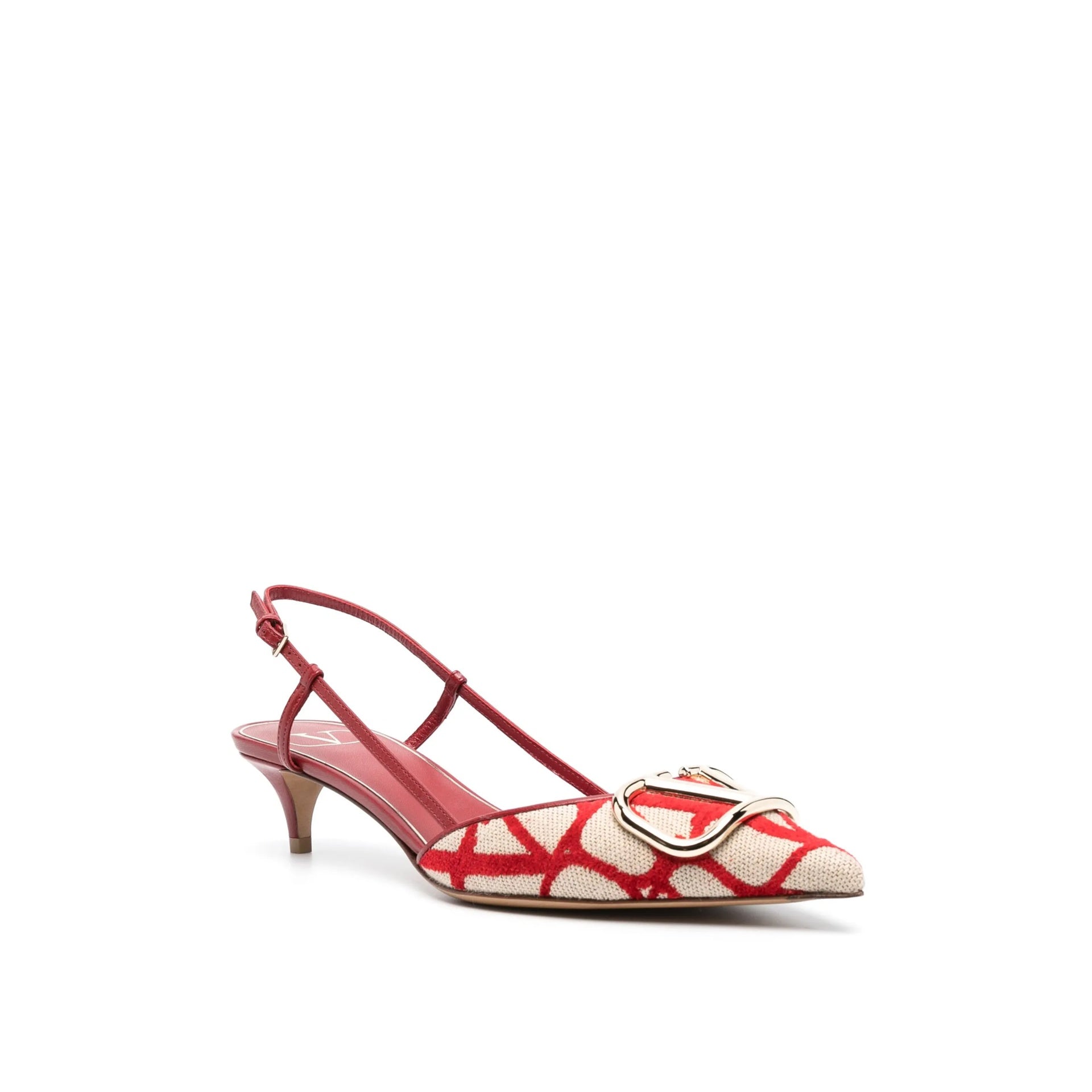 Garavani Toile Iconographe Pumps Red Leather