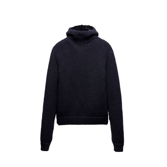 Wool Hooded Sweater Blue