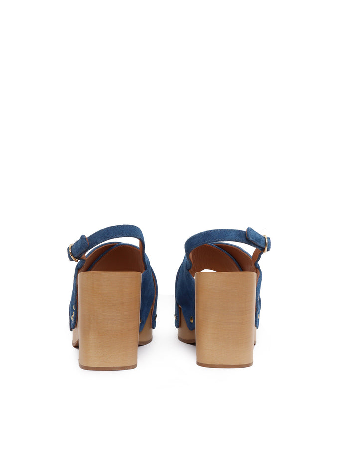 Wooden heeled sandals Blue