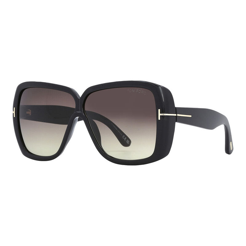 Tom Ford Sunglasses Square Full Rim, Shiny Black Frame And Smoke Gradient Lens Ft103701b