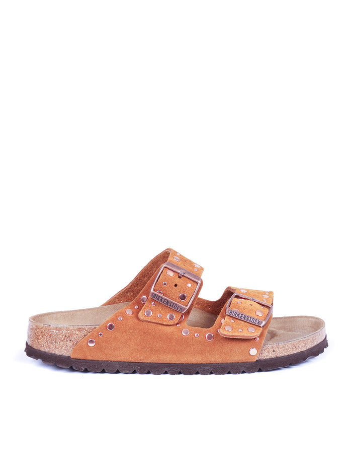 Arizona Rivet Mink, Suede Leather Brown Sole In Eva Sandal