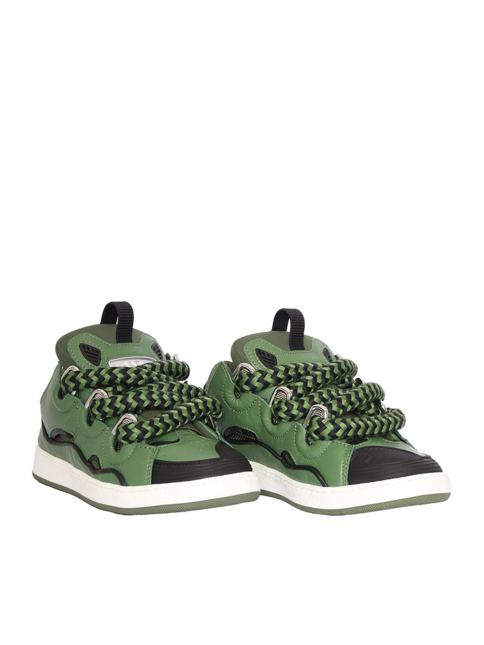SNEAKERS Green Leather Kid