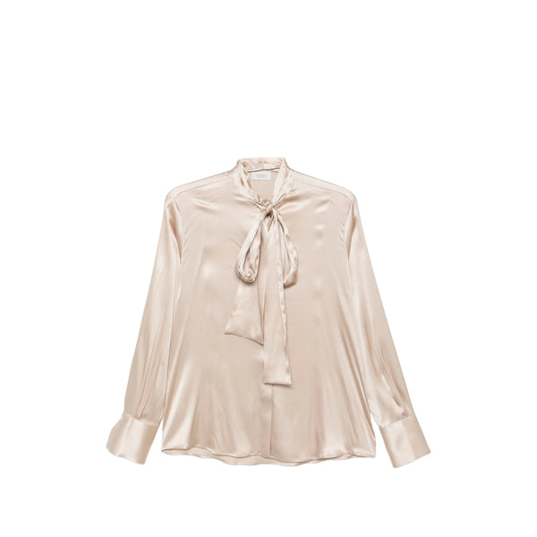 Silk Pussy-Bow Blouse Neutrals Shirt