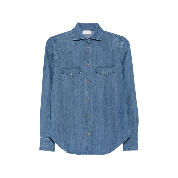 Cotton Long-Sleeve Shirt Blue
